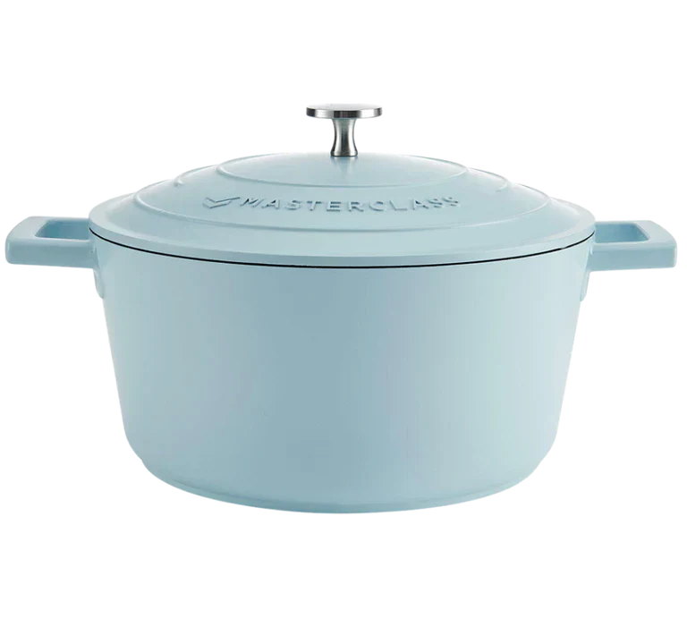 Støbt aluminiums gryde m/låg, Sky Blue - 5L - MasterClass